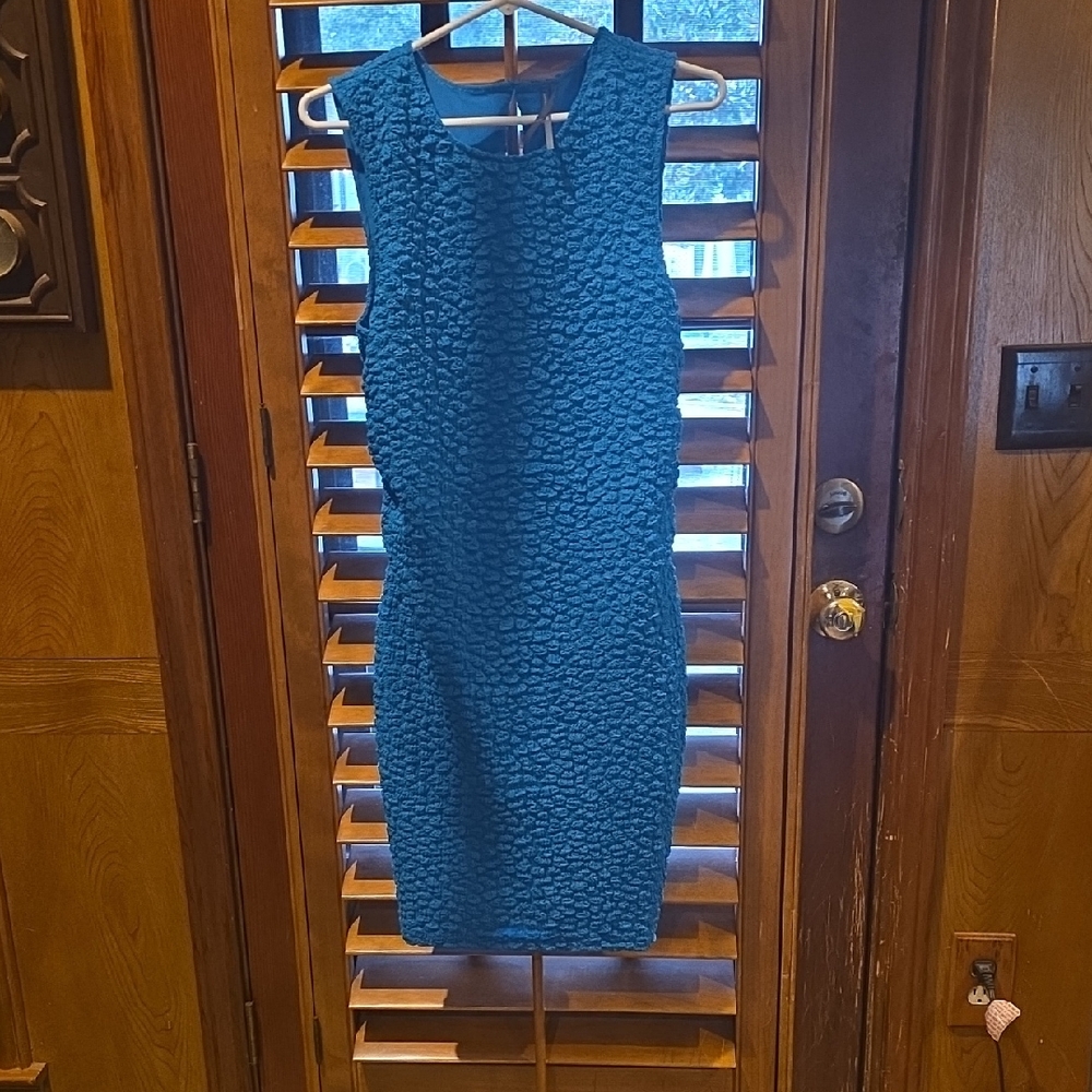Anthropologie Teal Textured Midi Dress